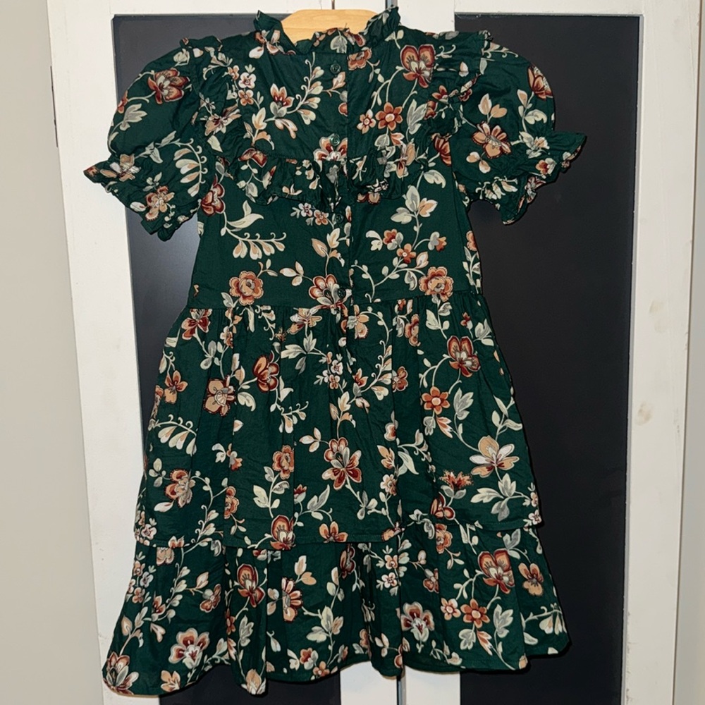 Janie & Jack 6T Floral Green Girls Dress - Picture 6 of 9